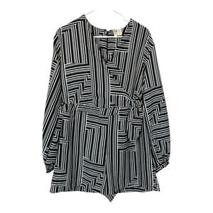 Japna Womens Jumpsuit Romper Playsuit Black White Geometric Print Large